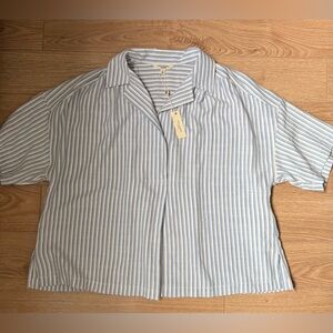 MAX STUDIO Light Blue and White Striped Blouse